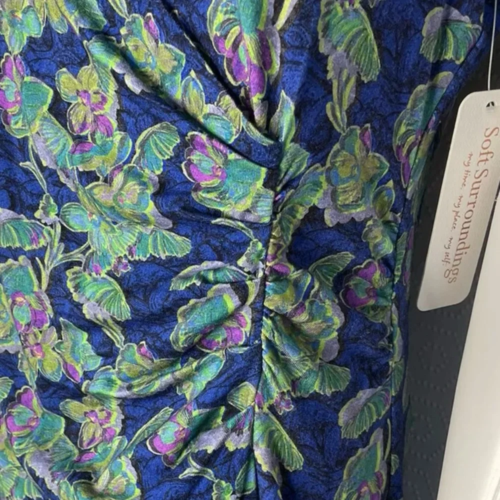 Soft Surroundings Blue Green Printed Midi Wrap Dress - Picture 6 of 10